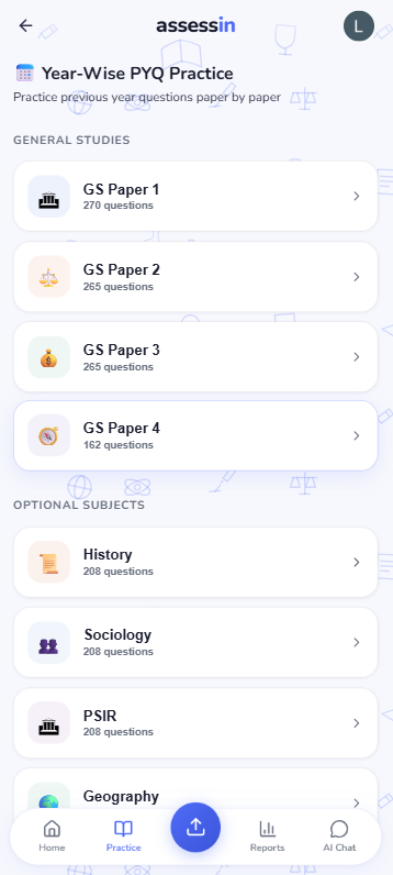 Assessin PYQ Practice Interface