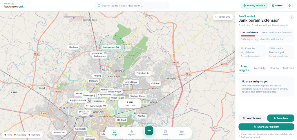 Lucknow.rent Map Interface